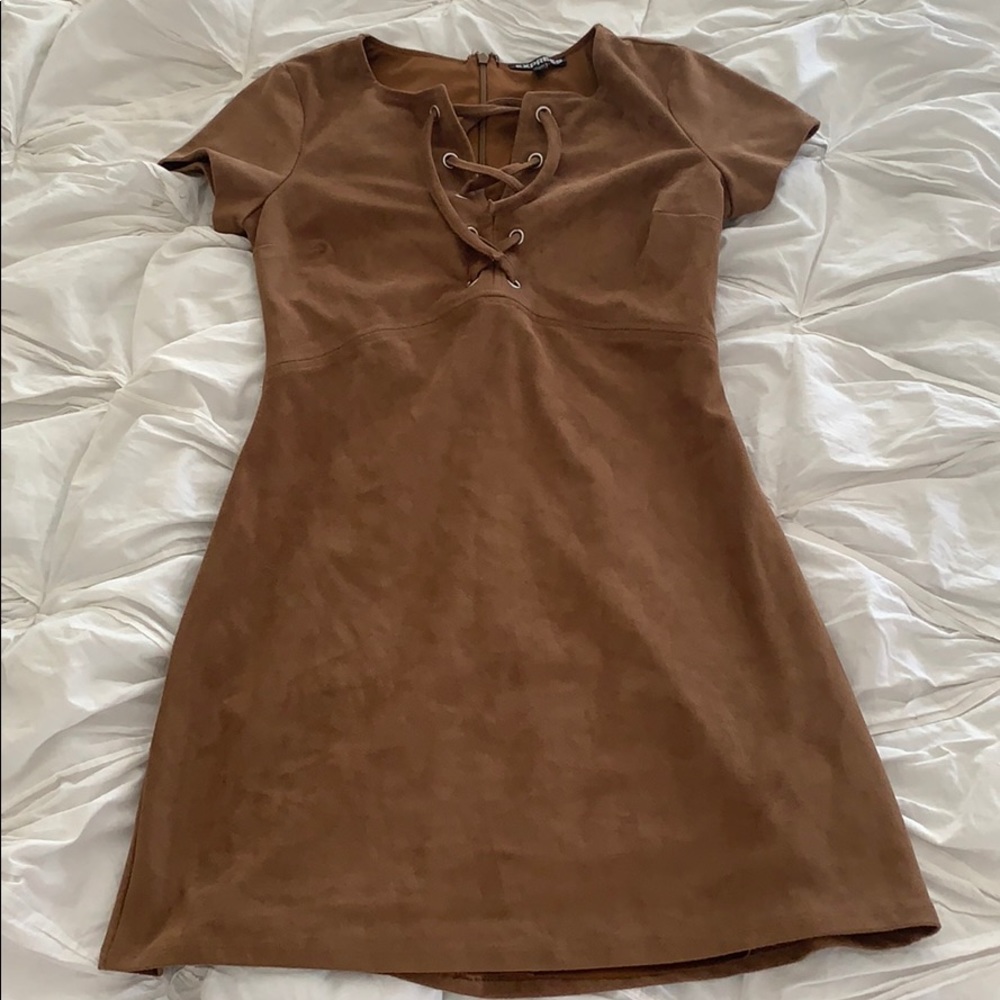 Express Nude Suede Dress